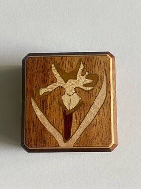 Handcrafted Wood Inlay Mini Ring Trinket Box Floral Design